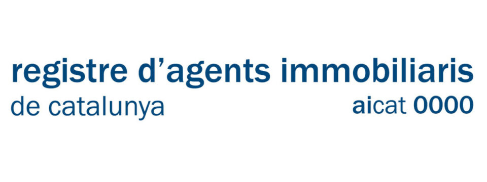Logotipo oficial Registro de Agentes Inmobiliarios de Cataluña y distintivo AICAT profesional en color azul corporativo.
