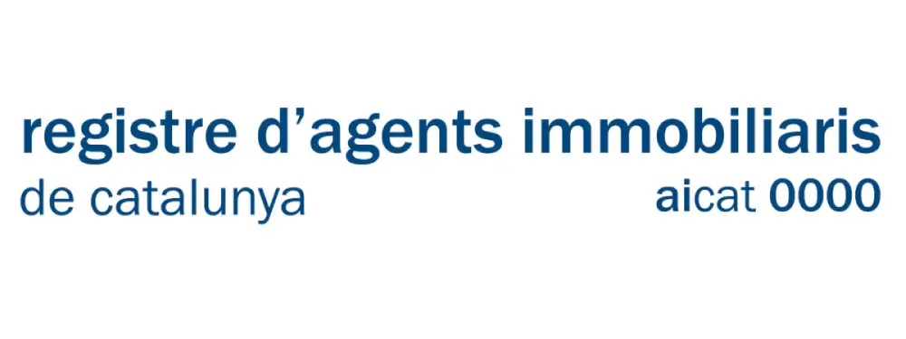 Logotipo oficial Registro de Agentes Inmobiliarios de Cataluña y distintivo AICAT profesional en color azul corporativo.